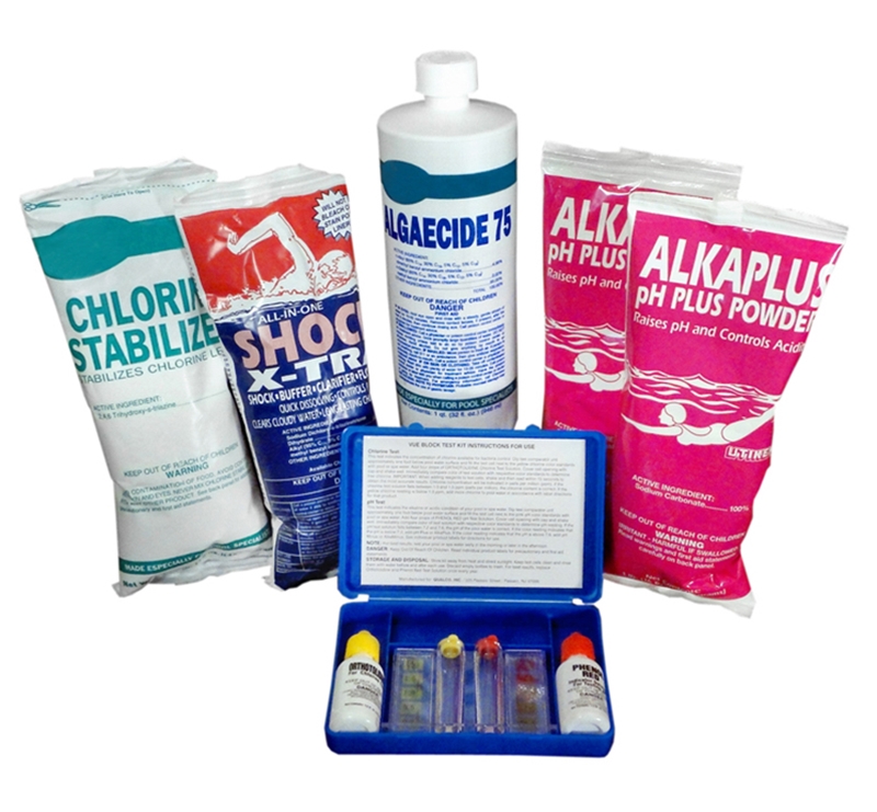 Pool Chemicals, chlorine, algaecide, clarifier