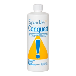 Sparkle Conquest pool stain remover quart bottle for removing metal and mineral stains in swimming pools