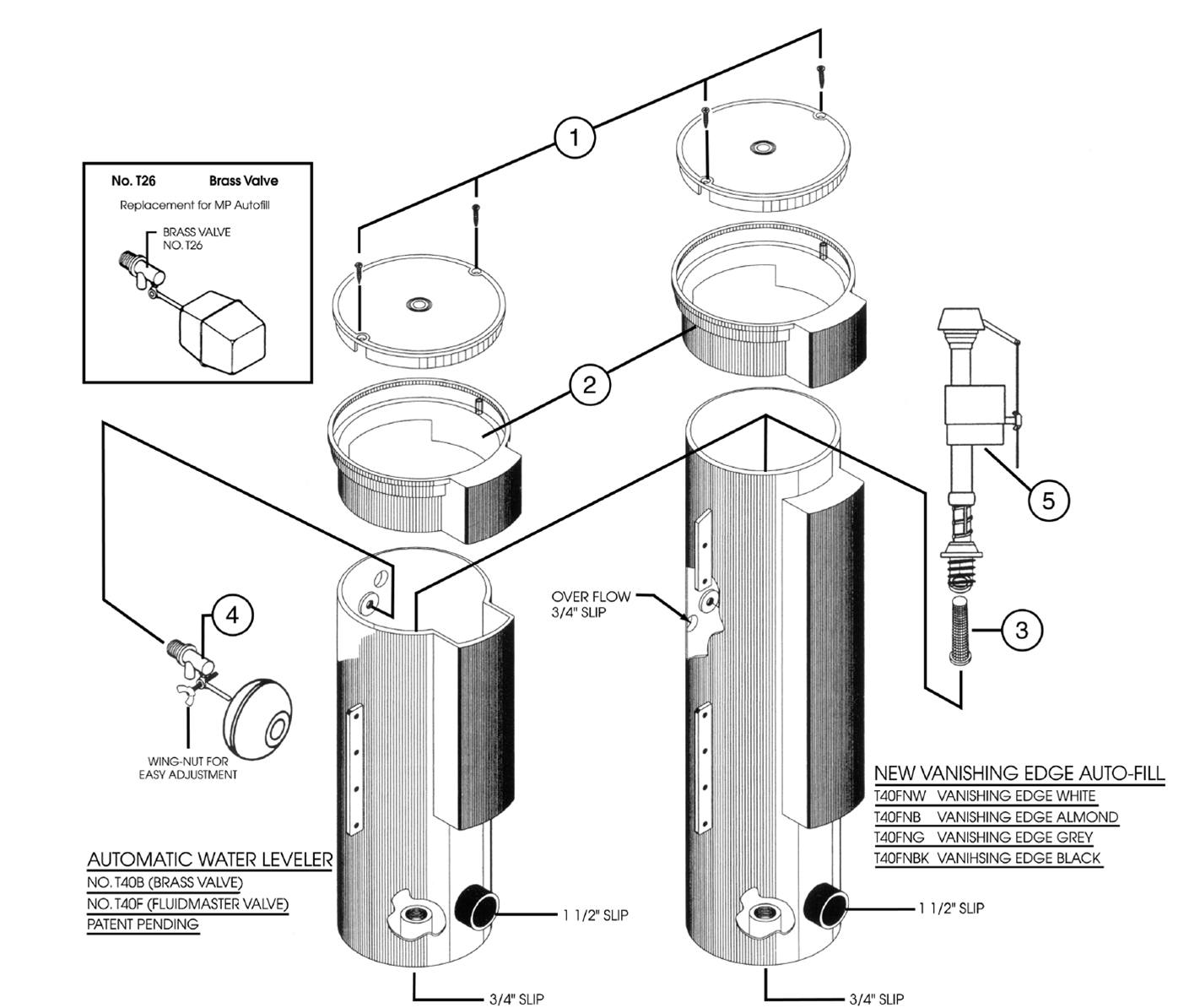 Pentair Letro Automatic Water Filler Parts