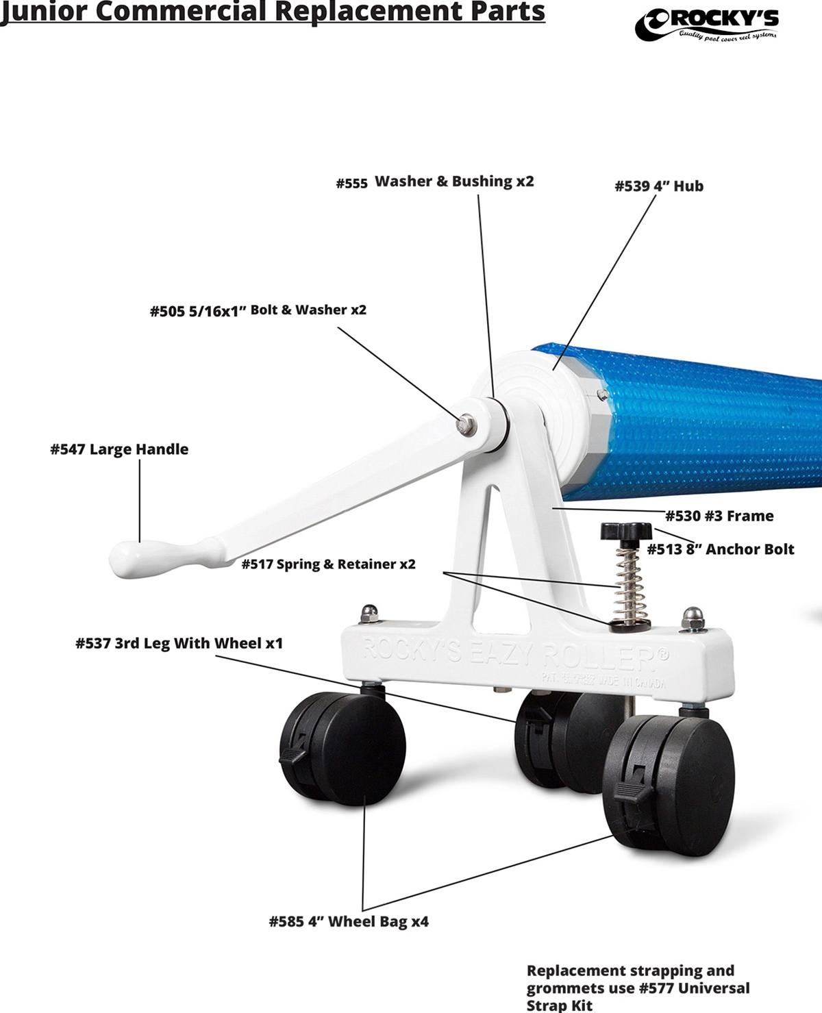 Rockys Rollers Junior Commercial Solar Reel Parts