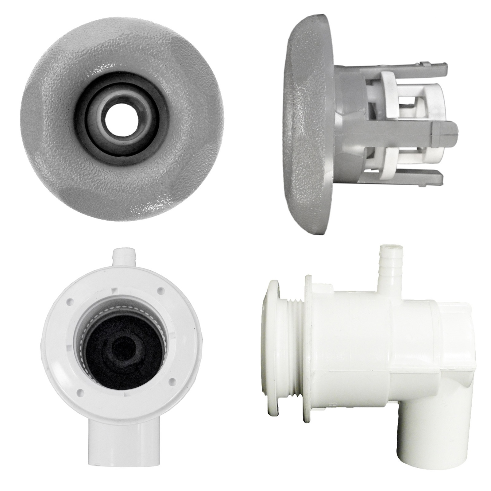 American Spa Parts 3 Jet Waterway Mini Storm Spa Jet – 5 Scallop Sterling Silver (HTP212-BKCS-STS)