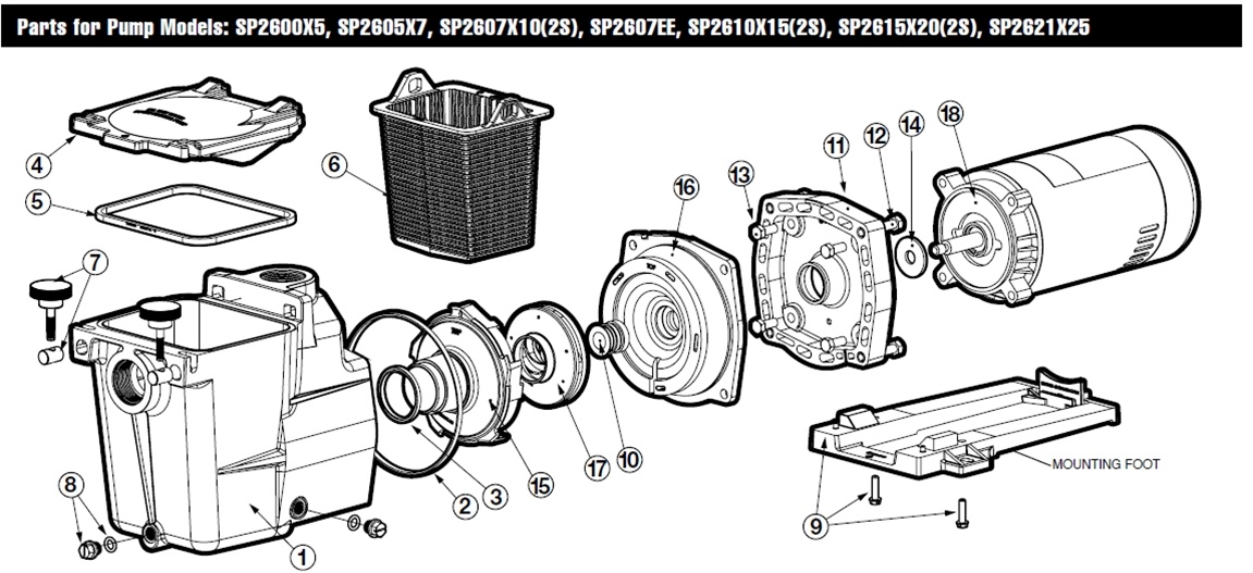 Hayward Super Pump® SP2600X Pump Series (MaxRated) Parts